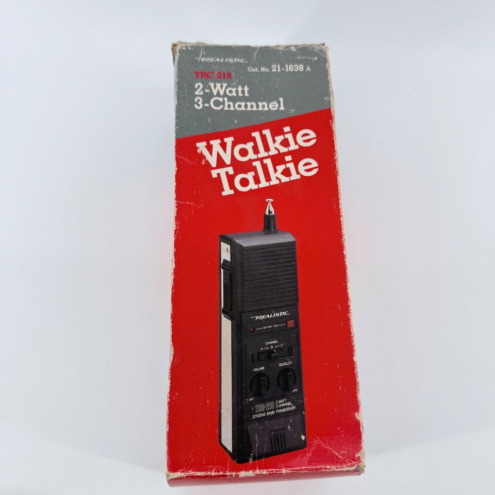 Realistic Walkie Talkie TRC-218 2-Watt 3-Channel CB Transceiver Plastic Black